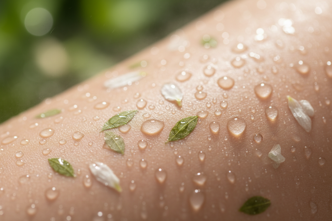 Close up of skin with water droplets